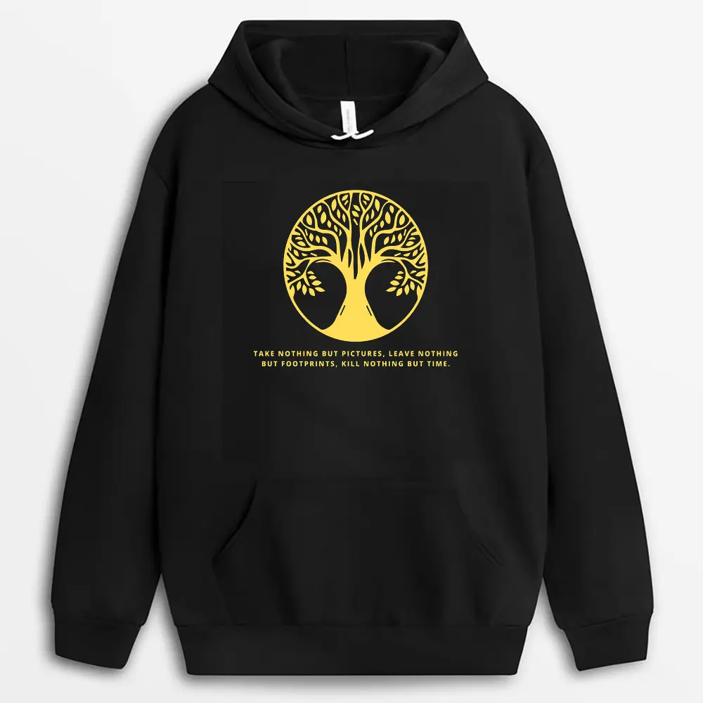 Take Nothing But Pictures Leave Nothing But Footprints Kill Nothing But Time Hostxgap Hoodie - Black