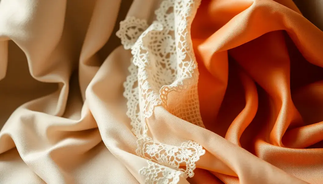 Various luxurious delicate textiles draped elegantly.