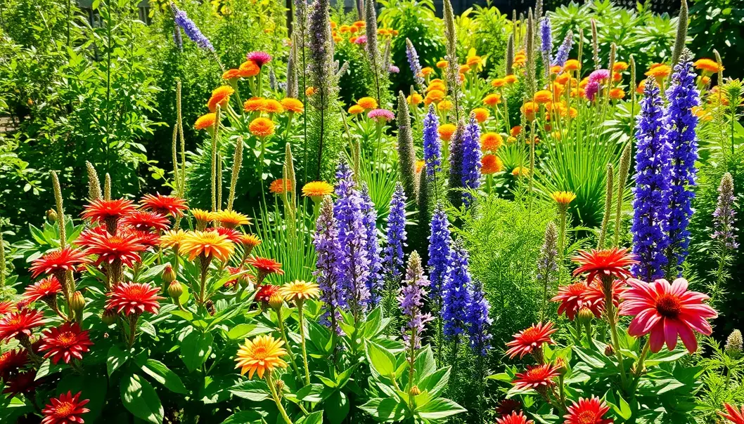 A beautiful arrangement of native plants thriving in a garden space.